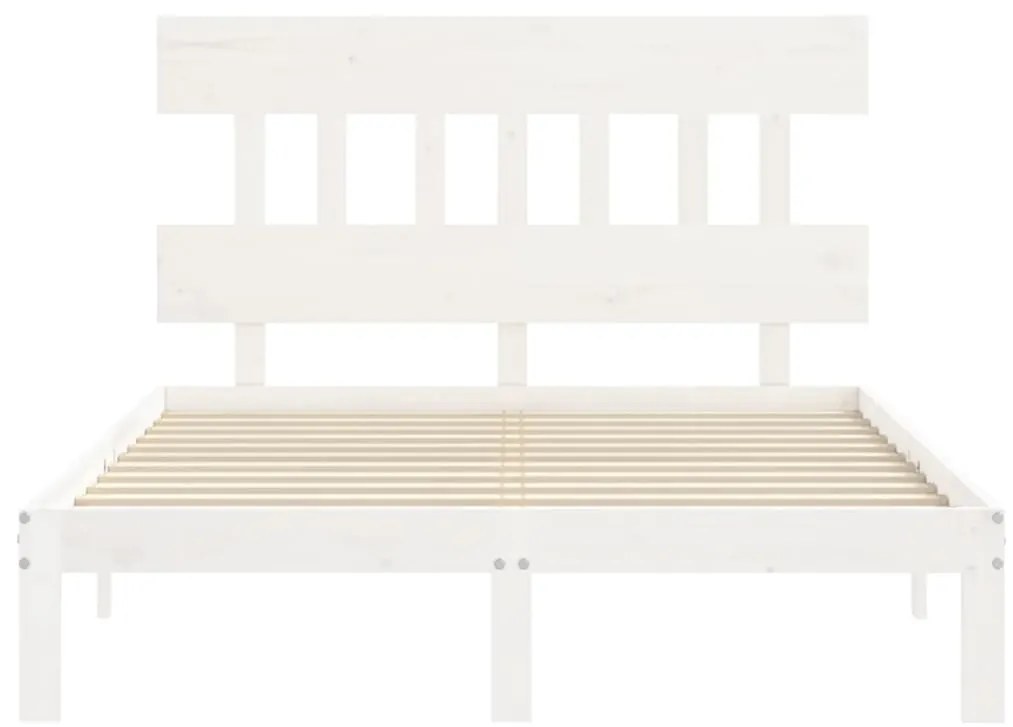 Cama sem colchão 140x190 cm madeira de pinho maciça branco
