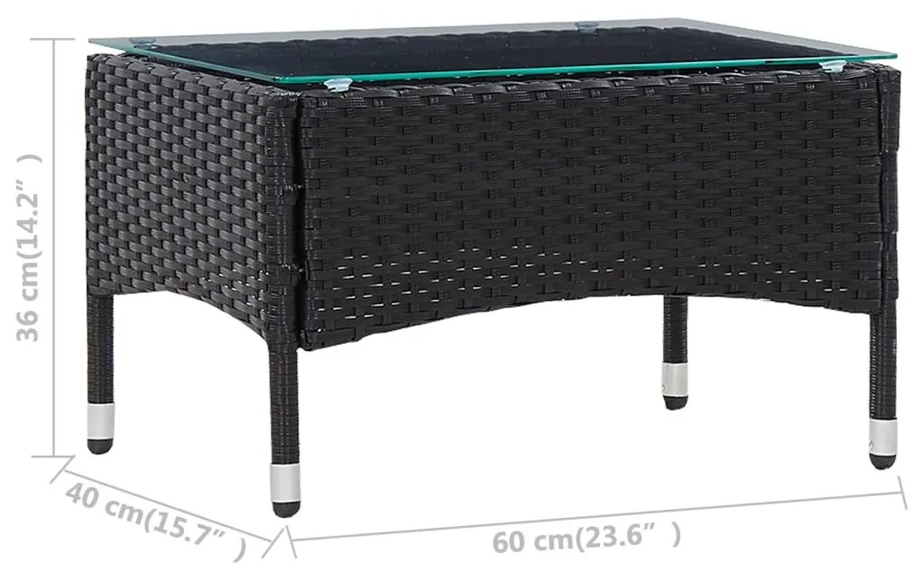 Mesa de centro 60x40x36 cm vime PE preto