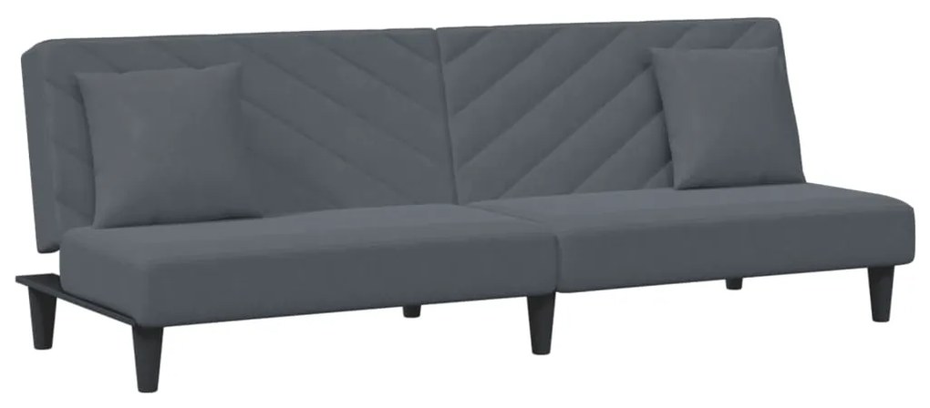 2 pcs conjunto de sofás com almofadas veludo cinzento-escuro