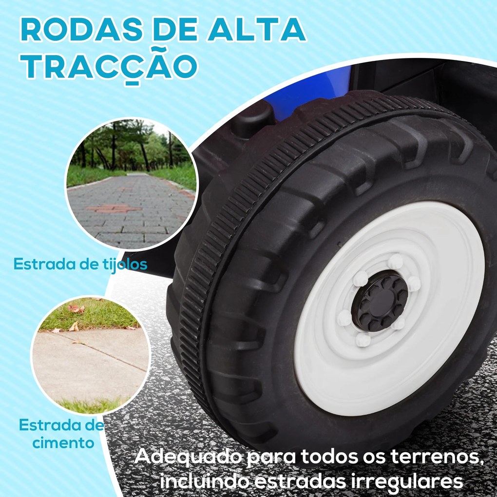 HOMCOM Trator Elétrico com Reboque Amovível Carro Elétrico para Crianç