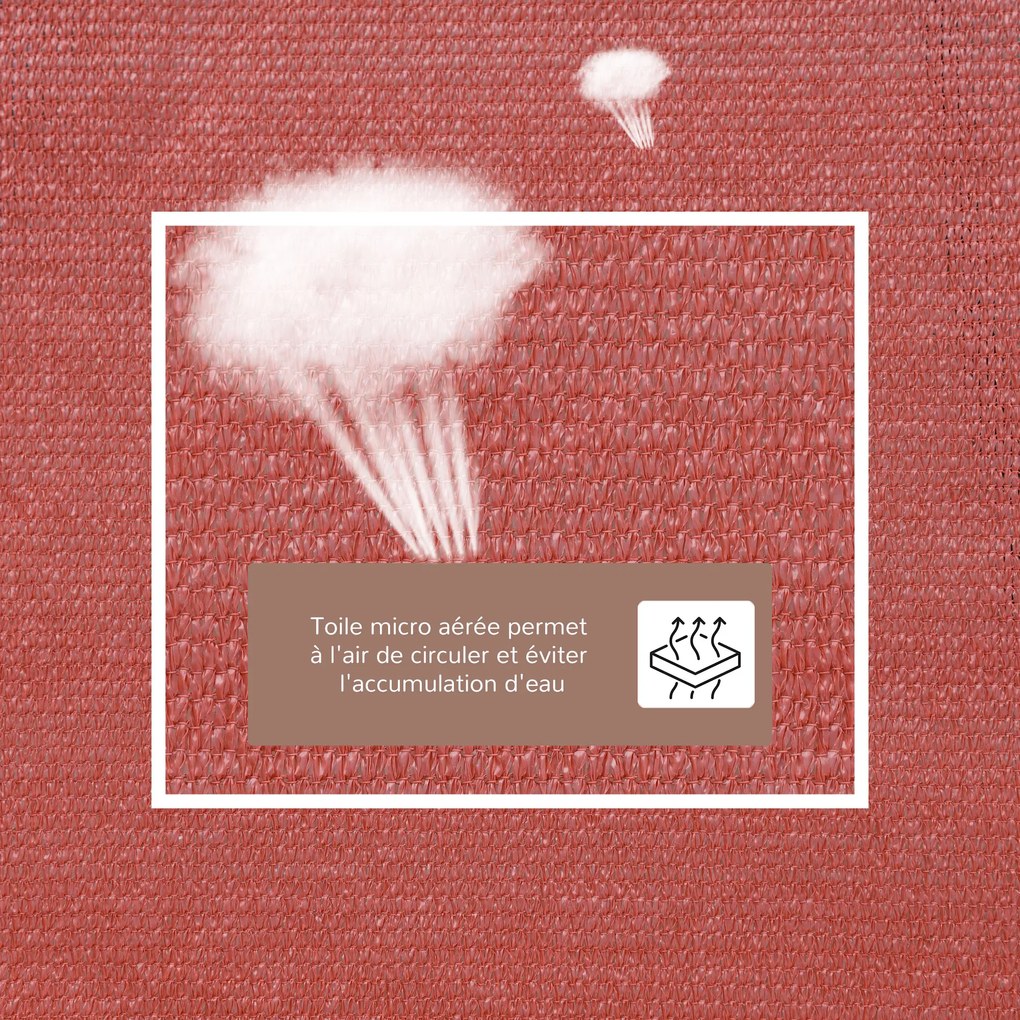 Toldo vela retangular 4x6 m, tecido para exterior com proteção UV, 185 g/m² de HDPE, para jardim, terraço, pátio, piscina e varanda, em tijolo e terra