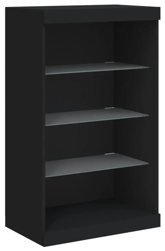 Aparador com luzes LED 60,5x37x100 cm preto