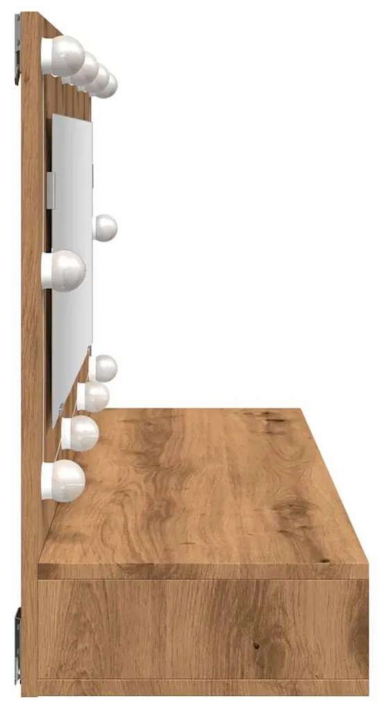 Toucador de Parede com Luzes LED - 90x31,5x62 cm - Carvalho Artisiano