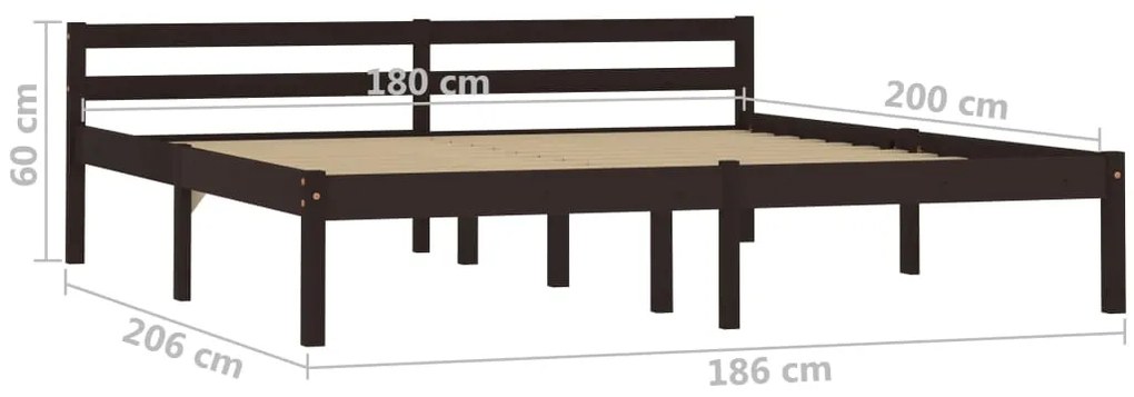 Estrutura de cama 180x200 cm pinho maciço castanho-escuro