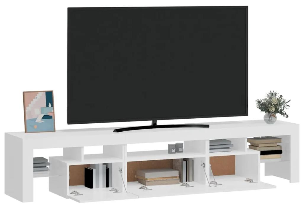 Móvel de TV com luzes LED 200x36,5x40 cm branco brilhante