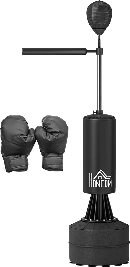 Punching Ball de Boxe com Altura Ajustável com Barra Giratória 360° e Base Preenchida 88x48x155-205 cm Preto