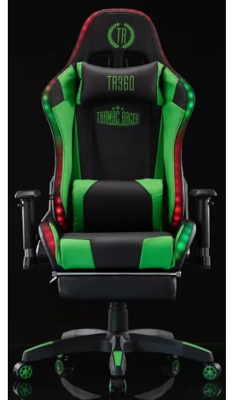 DUDECO - Cadeira Gaming Turbo LED Preto e Verde
