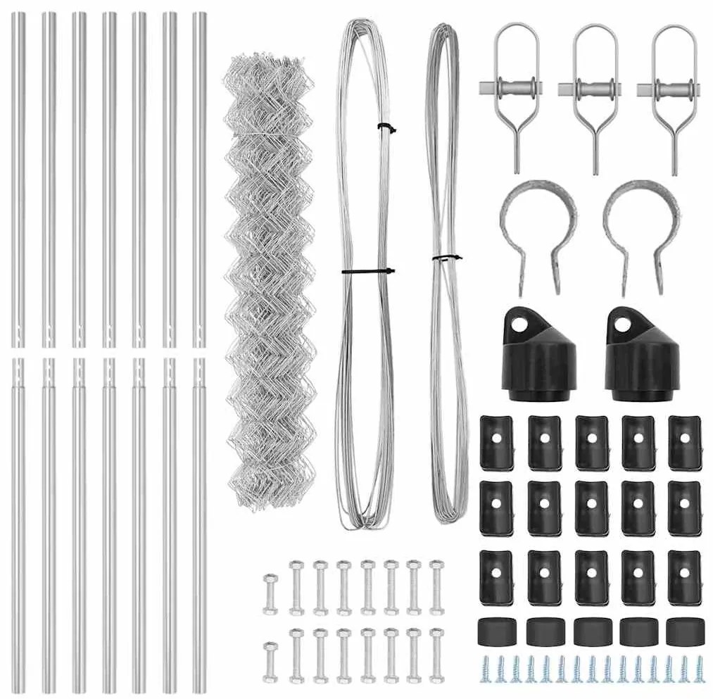 Conjunto de Postes de Cerca Prateado 1.2 x 10 m Aço galvanizado
