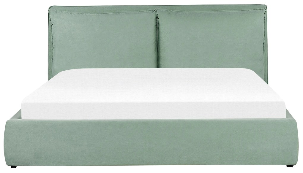 Cama de casal com arrumação em veludo verde menta 180 x 200 cm BAJONNA Beliani