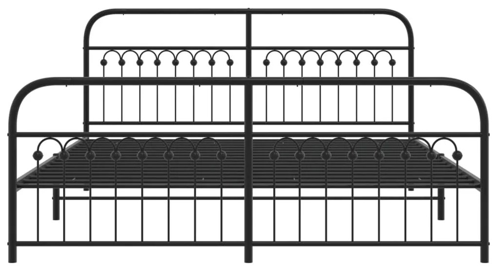 Estrutura de cama com cabeceira e pés 183x213 cm metal preto