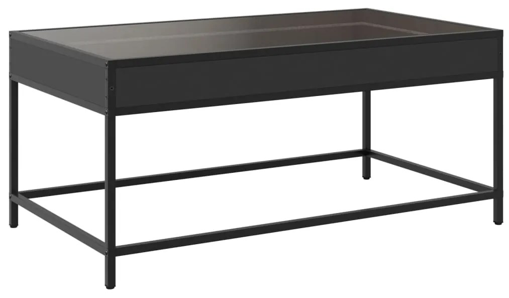Mesa de centro luzes LED Infinity 90x50x41 cm preto