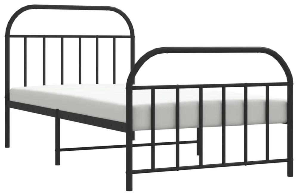 Estrutura de cama com cabeceira e pés 107x203 cm metal preto