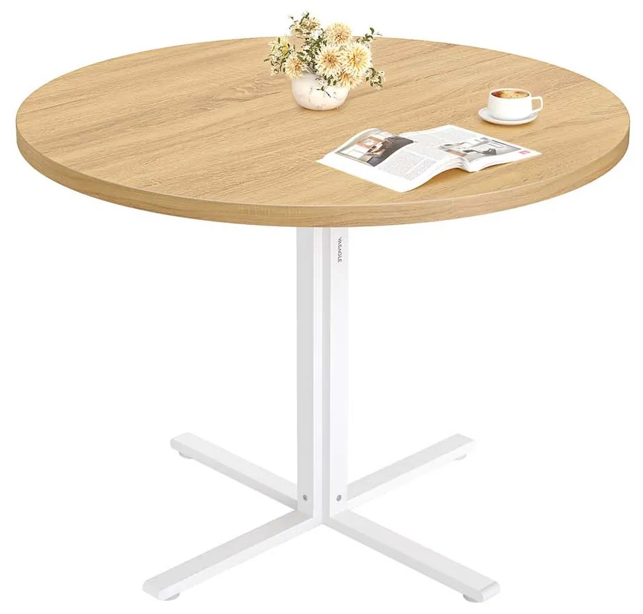 Mesa de jantar redonda 80 cm de diâmetro para 4 pessoas para sala de jantar, cor dourada