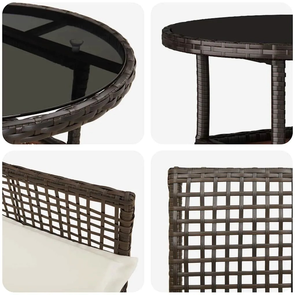 Conjunto de Jantar 5 Peças Jardim Castanho Polirattan