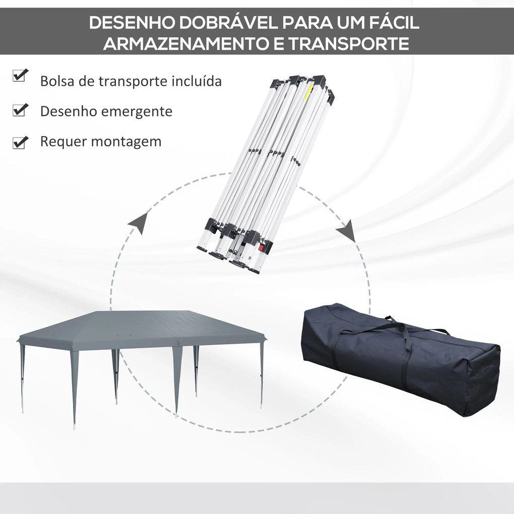 Tenda Dobrável 585x295x270 cm Tenda de Jardim Portátil com Bolsa de Tr