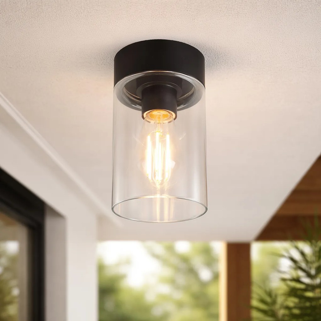 Candeeiro de teto moderno preto 22,6 cm IP44 - Jarra