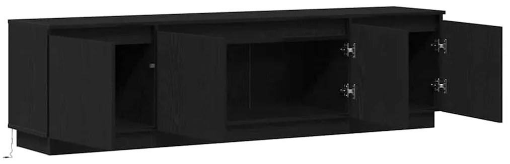 Estante de TV vidaXL com LED Carvalho Preto 180x38x49 cm Madeira Engen