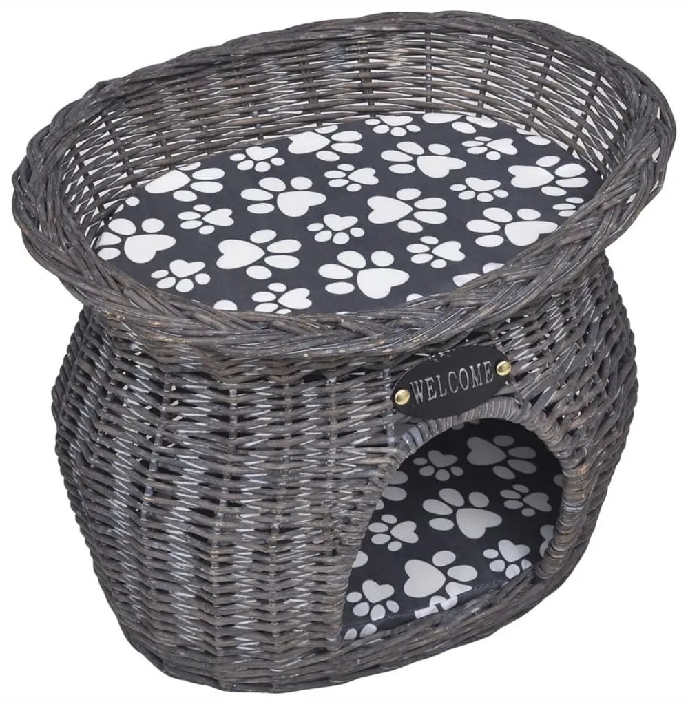 vidaXL Ninho/casa/arranhador p/ animais com almofadão salgueiro