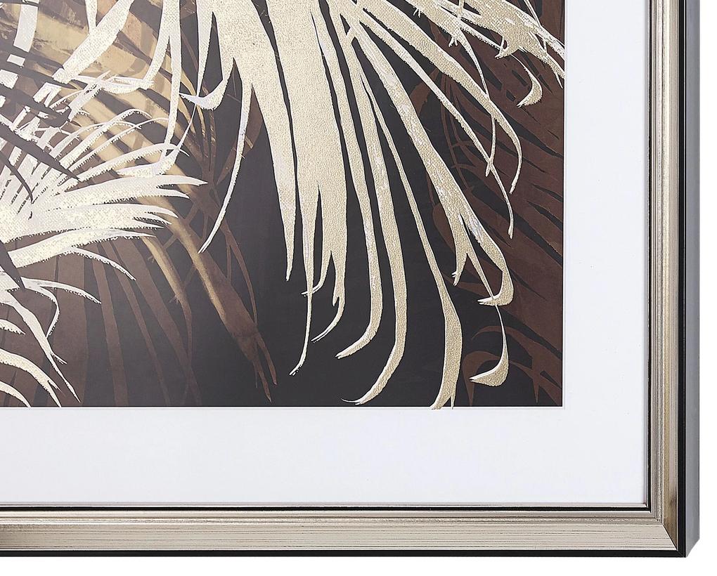 Quadro com motivo folha de palmeira 60 x 60 cm castanho e dourado TOGBO Beliani