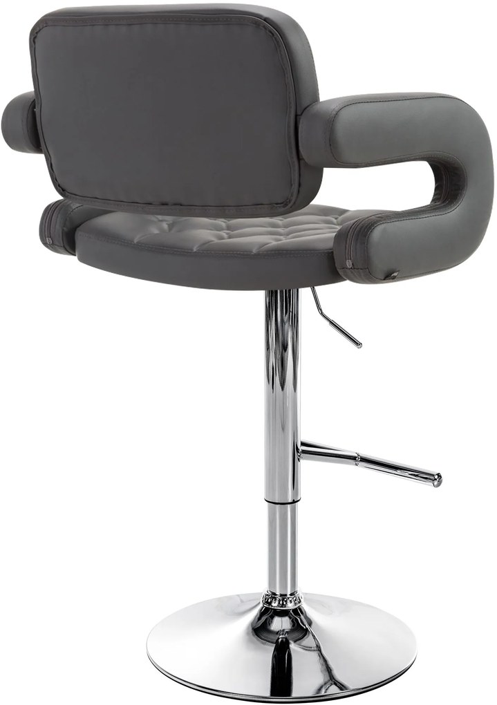 Banco de bar Dublin em couro sintético 62 x 103-123 x 55 cm Cinzento