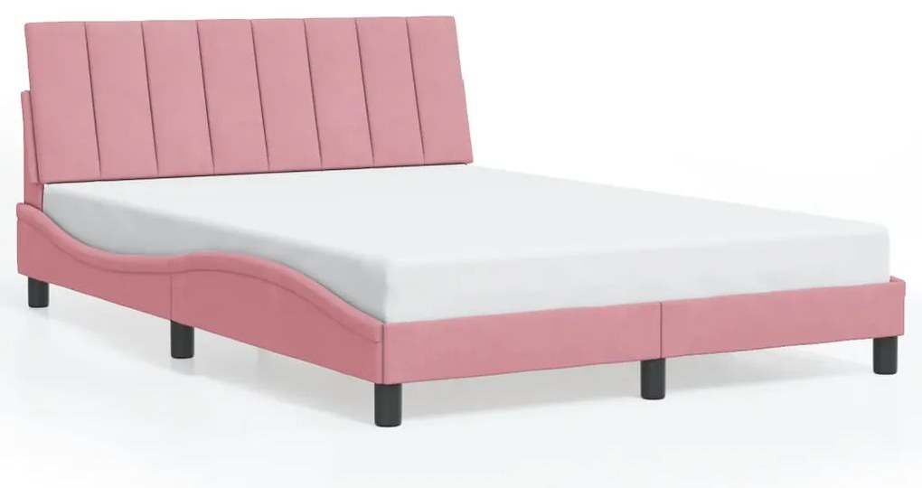 Estrutura de cama c/ luzes LED 120x200 cm veludo rosa