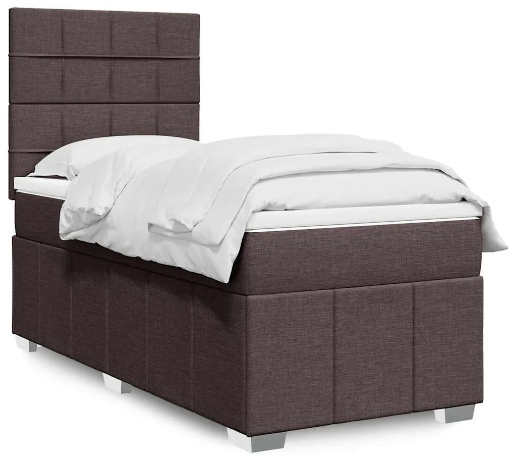 Cama com molas/colchão 90x200 cm tecido castanho-escuro