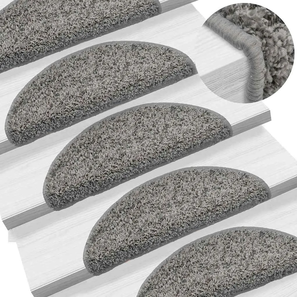 Tapetes de escada 30 pcs 56x17x3 cm cinzento