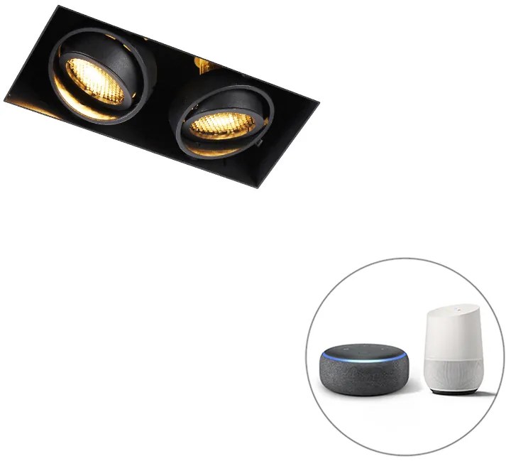 LED Spot embutido inteligente preto Trimless 2 luzes incl. Wifi GU10 - Oneon Honey Moderno