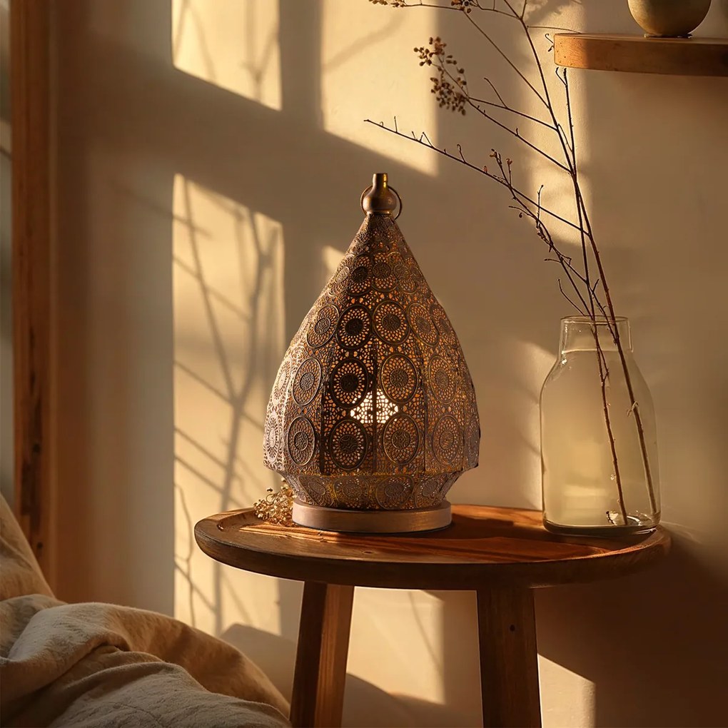 Candeeiro de mesa oriental dourado 26 cm - Mowgli