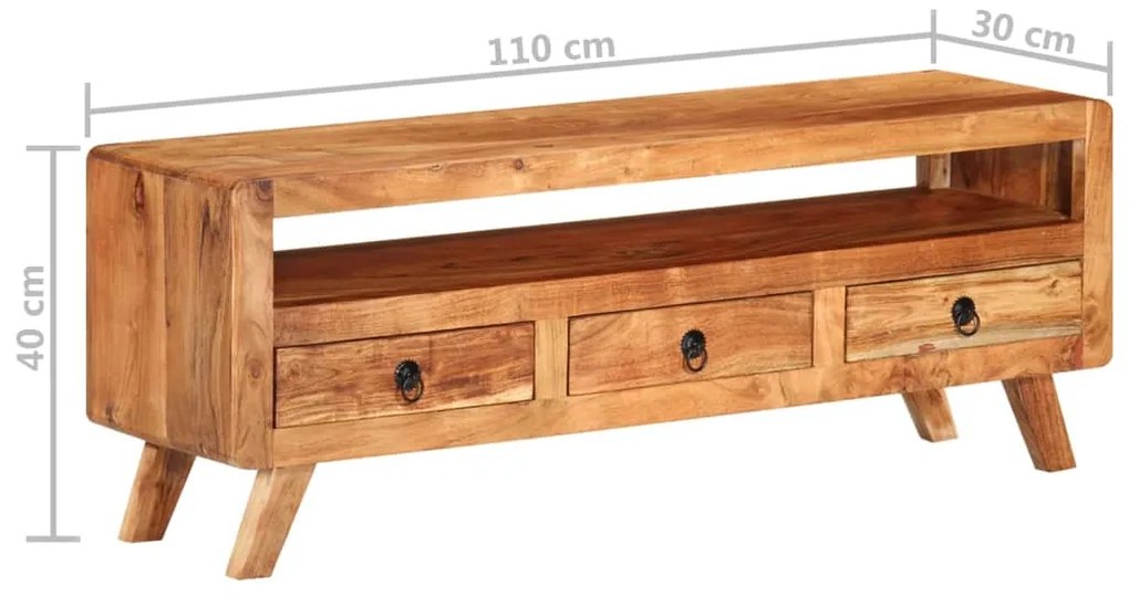Móvel de TV 110x30x40 cm madeira de acácia maciça