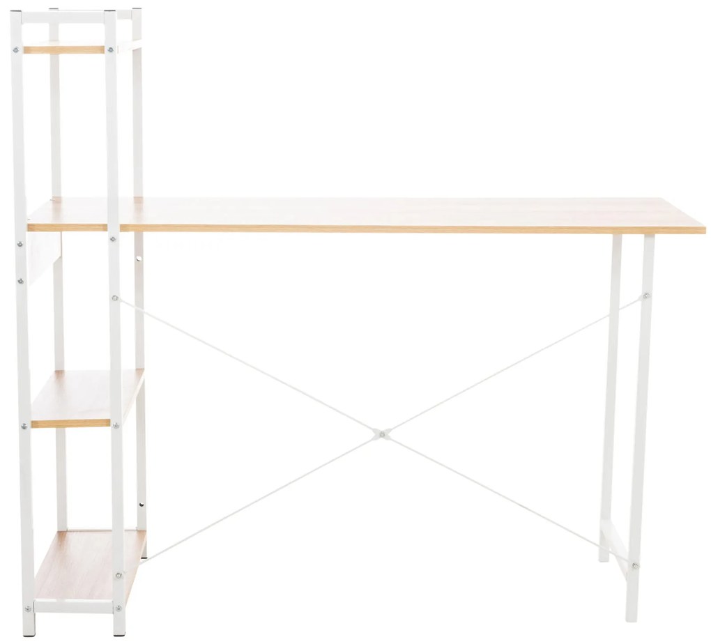 Secretária com prateleiras laterais Poe 120 x 111 x 44 cm Cor Natural