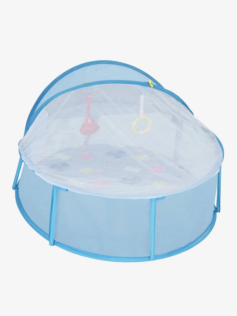 Berço de viagem e parque anti-UV para brincar Babyni da BABYMOOV azul claro liso com motivo