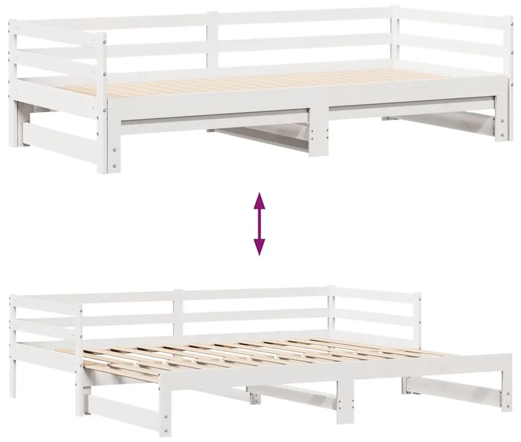 Sofá-cama c/ gavetas 90x200cm madeira de pinho maciça branco