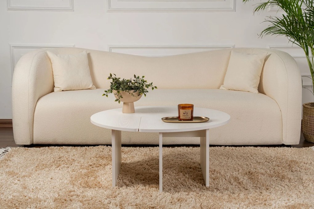 Mesa de Centro Moira - Branco Madeira - Ø90x41 cm