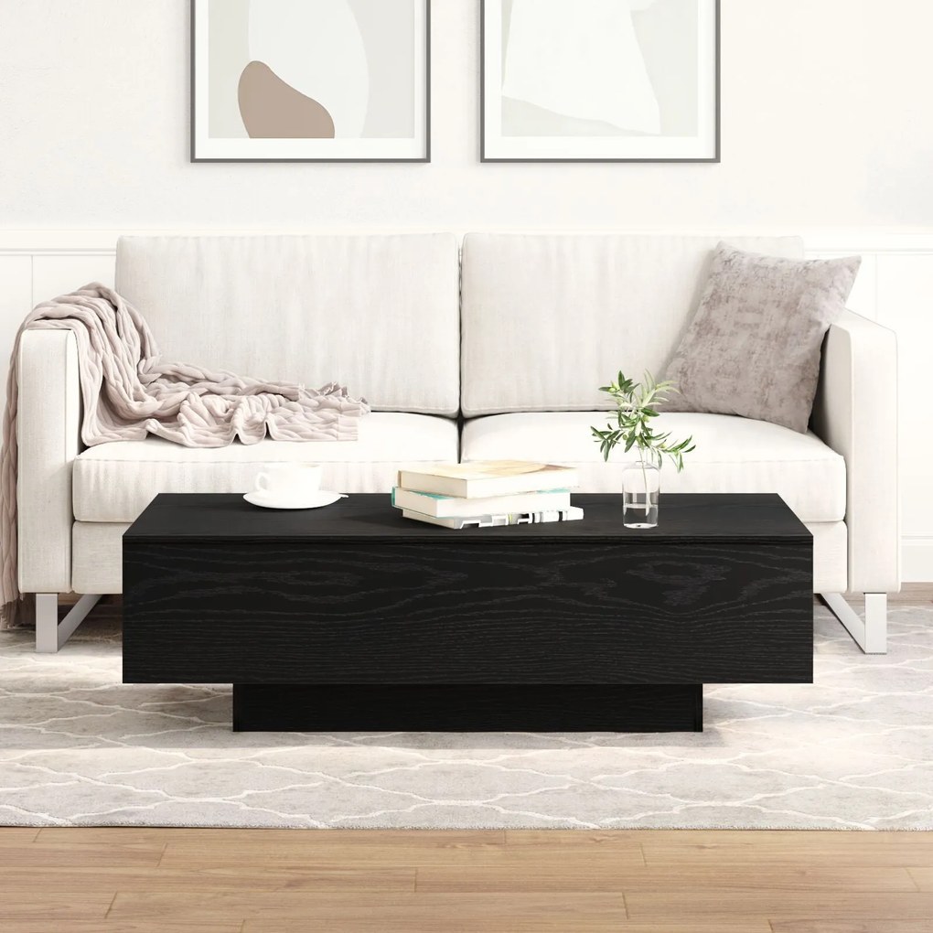 Mesa de Centro vidaXL Preto Carvalho 100x30x36,5 cm Madeira Engenharia