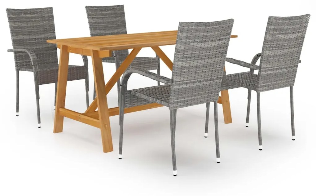 vidaXL 5 pcs conjunto de jantar para jardim cinzento