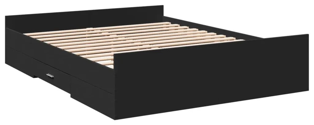 Estrutura de cama c/ gavetas 160x200 cm derivados madeira preto