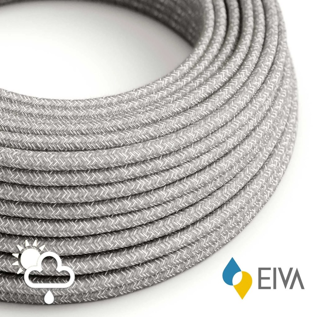 Cabo Elétrico Redondo Resistente a UV, forrado a Linho Cinza Natural SN02 para uso exterior - Compatível com Sistema Eiva IP65