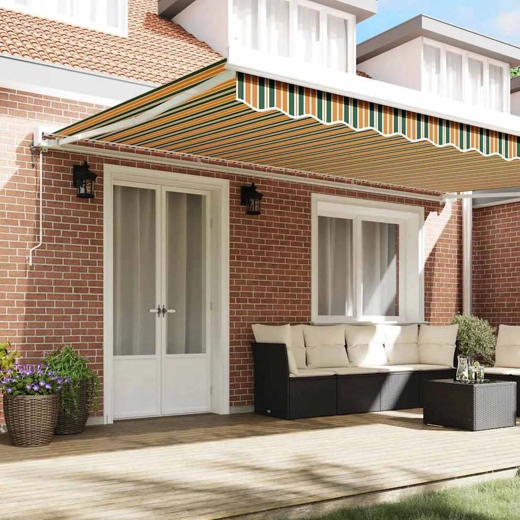 Toldo Retrátil Automático Verde e Amarelo 500x300 cm