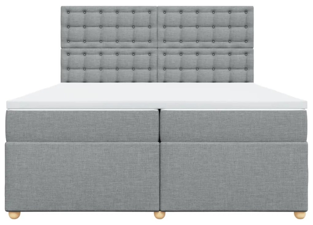 Cama com molas/colchão 200x200 cm tecido cinza-claro