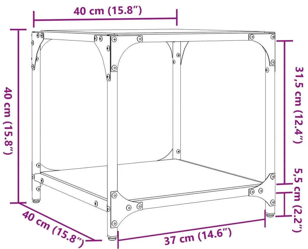 Mesas de centro c/ topo vidro transparente 2 pcs 40x40x40cm aço