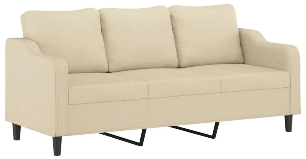 3 pcs conjunto de sofás com almofadões tecido cor creme