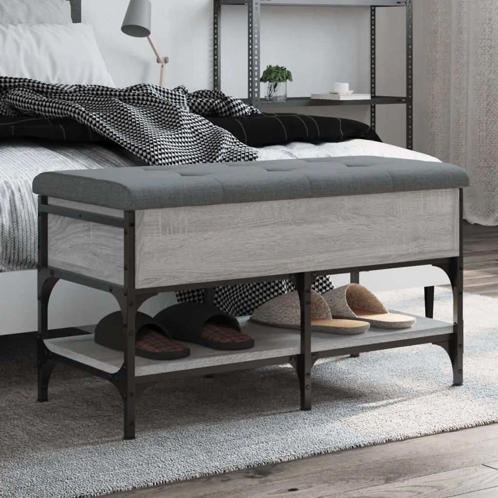 vidaXL Banco sapateira 82x42x45 cm derivados madeira cinzento sonoma