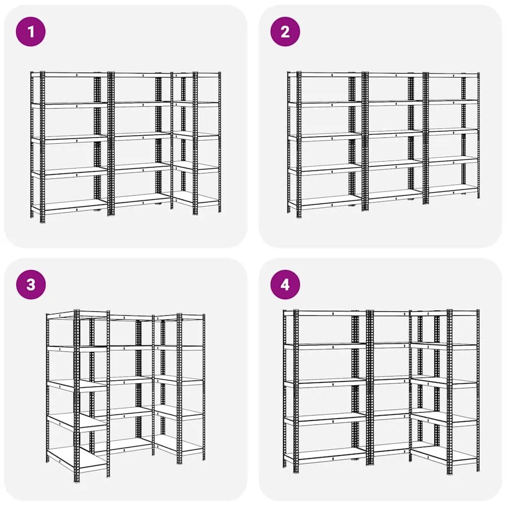 Prateleiras de armazenamento de 5 camadas 3 pcs aço antracite