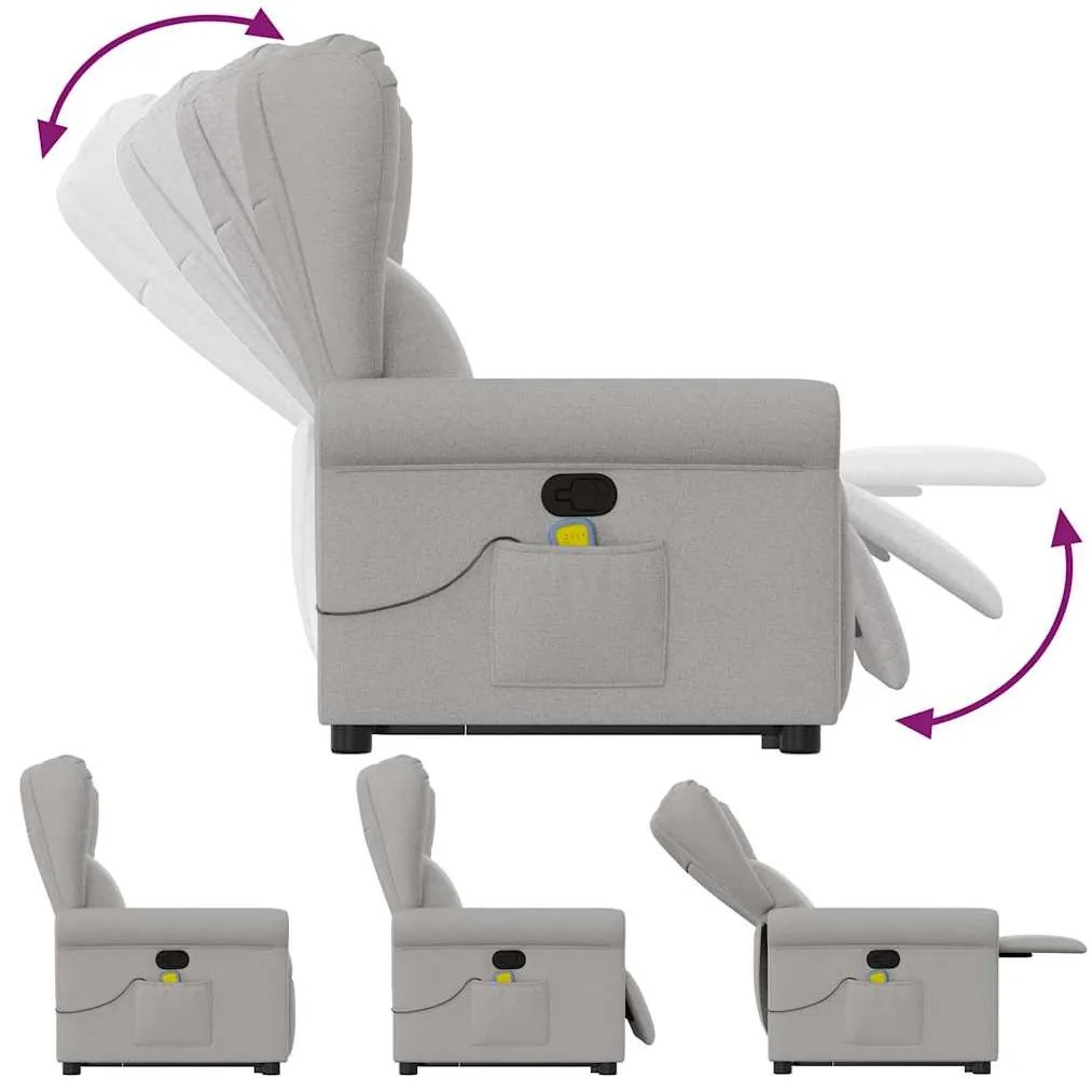 Poltrona elevatória de massagens tecido cinzento-nublado