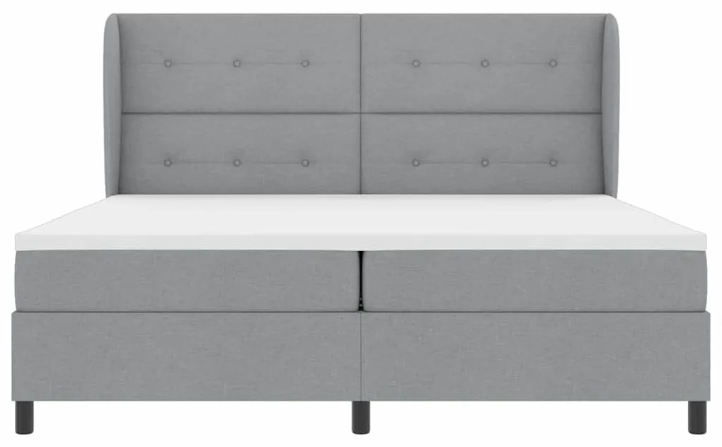 Cama com Estrado e Colchão - Cinza Claro, 200x200 cm, em tecido