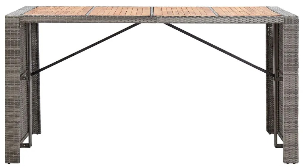 9 pcs conjunto bar p/ exterior vime PE madeira acácia cinzento