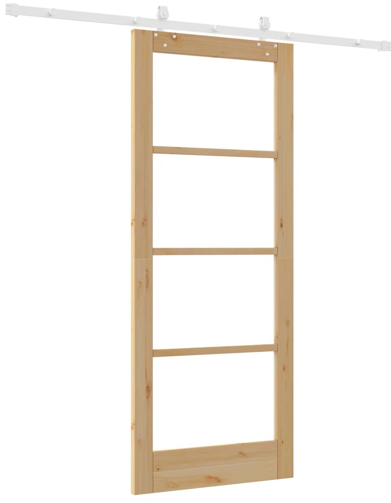 Conjunto de Porta Deslizante vidaXL com Hardware 83x202 cm Madeira Sól