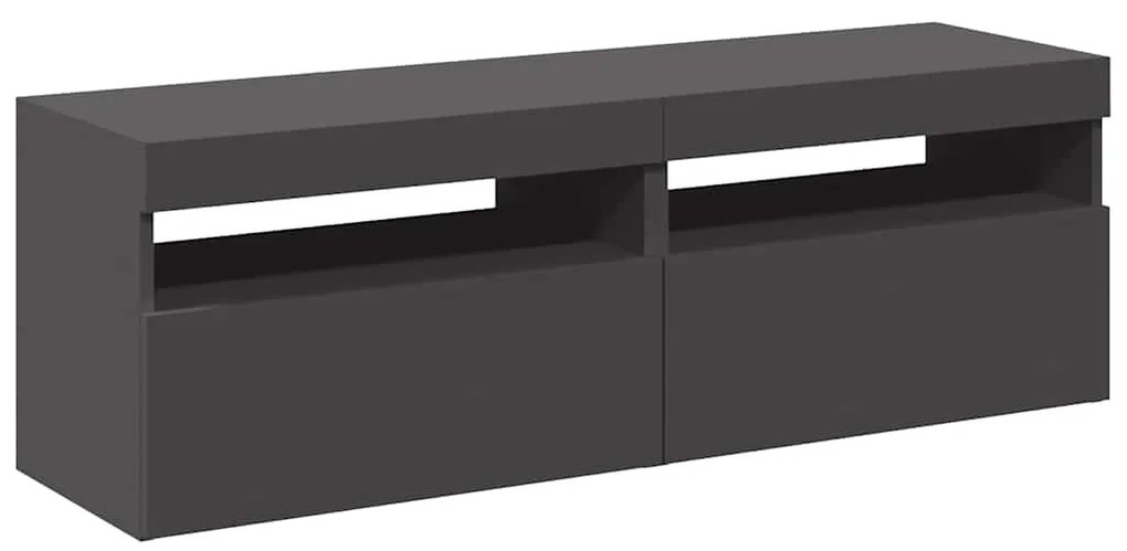Móveis de TV com luzes LED 2 pcs 60x35x40 cm cinzento