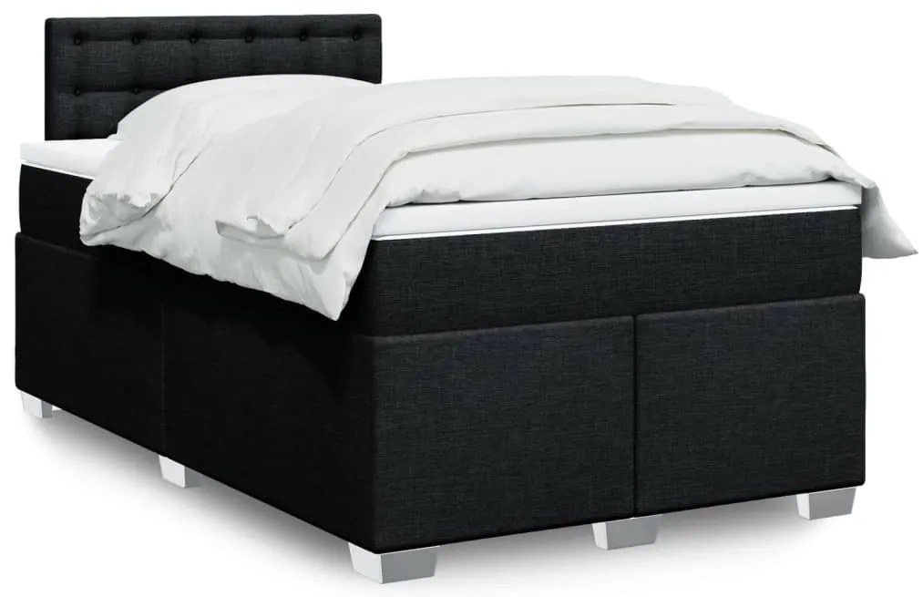 Cama boxspring com colchão 120x190 cm tecido preto